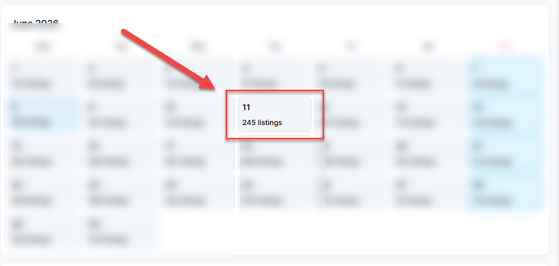 Listings added on a specific date